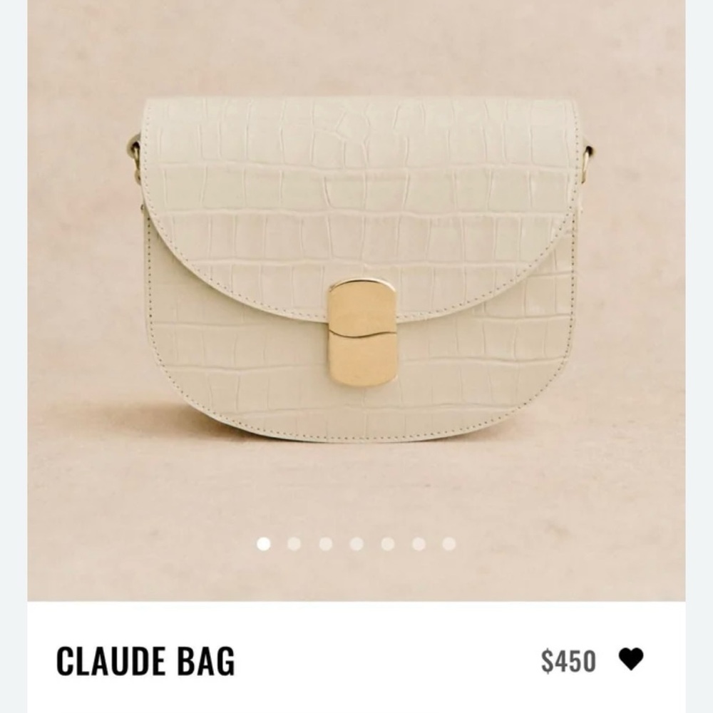 Sezane Ivory Croc-Embossed Crossbody Bag